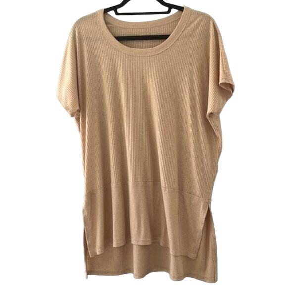 American Eagle Oversized Short Sleeve Rib Knit Golden Orange Tunic Top Women S - Picture 1 of 7